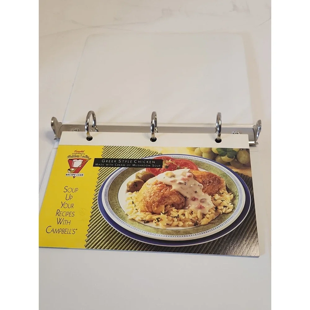 Vintage Campbell's Foodservice Golden Ladle Recipe Binder 1996 w/ 10 Bulk Cards